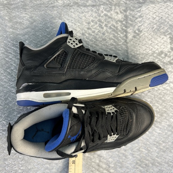 Men's Nike Air Jordan Retro 4 'Motorsport Alternate' 308497-006 Black Blue Sz 10 - Picture 7 of 12
